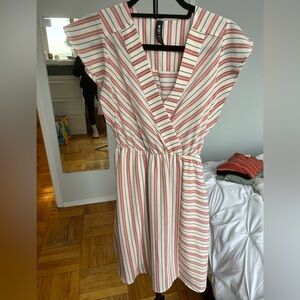 Lord & Taylor Orange and White Striped Dress